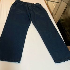 Soojun Men’s jeans size 38 X 28 dark pull on jeans with zipper & pockets NWT